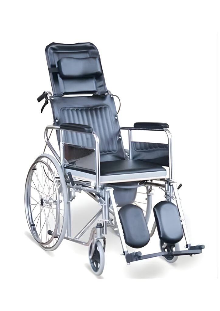 Karma Reclining Commode Wheel Chair-Rainbow 8